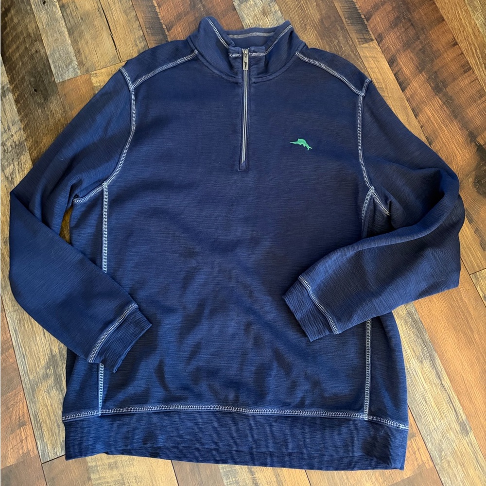 Men's Navy Tommy Bahama Quarter-Zip Sweatshirt